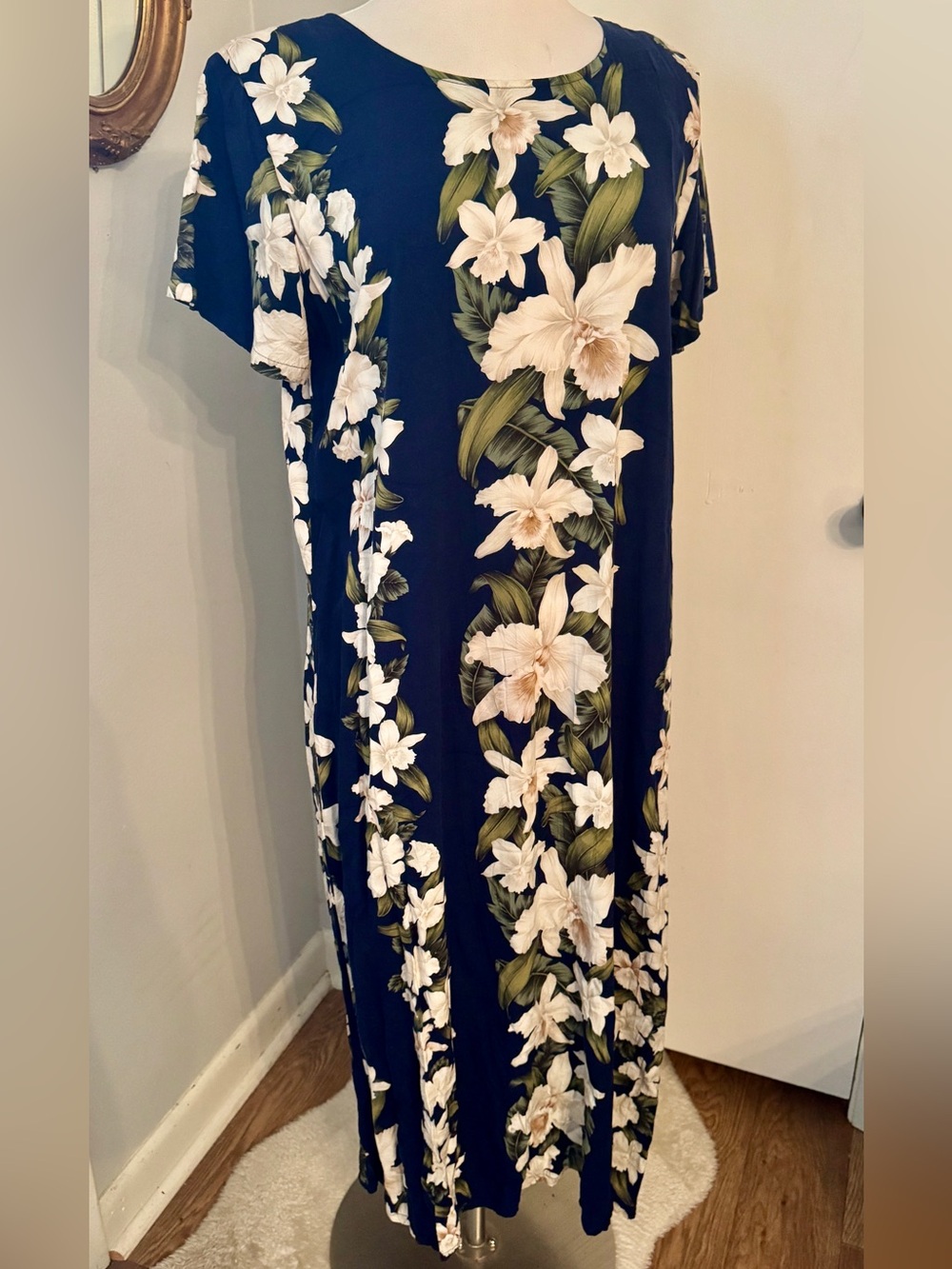 VINTAGE HAWAIIAN RESERVE COLLECTION maxi dress Navy XL - Picture 10 of 10